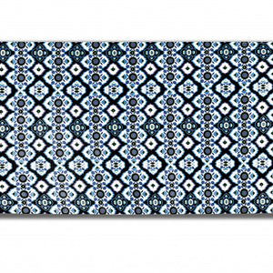 5' X 7' Black And Blue Oriental Area Rug