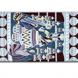 5' X 7' Dark Brown And Dark Blue Abstract Area Rug