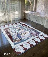 5' X 7' Dark Brown And Dark Blue Abstract Area Rug