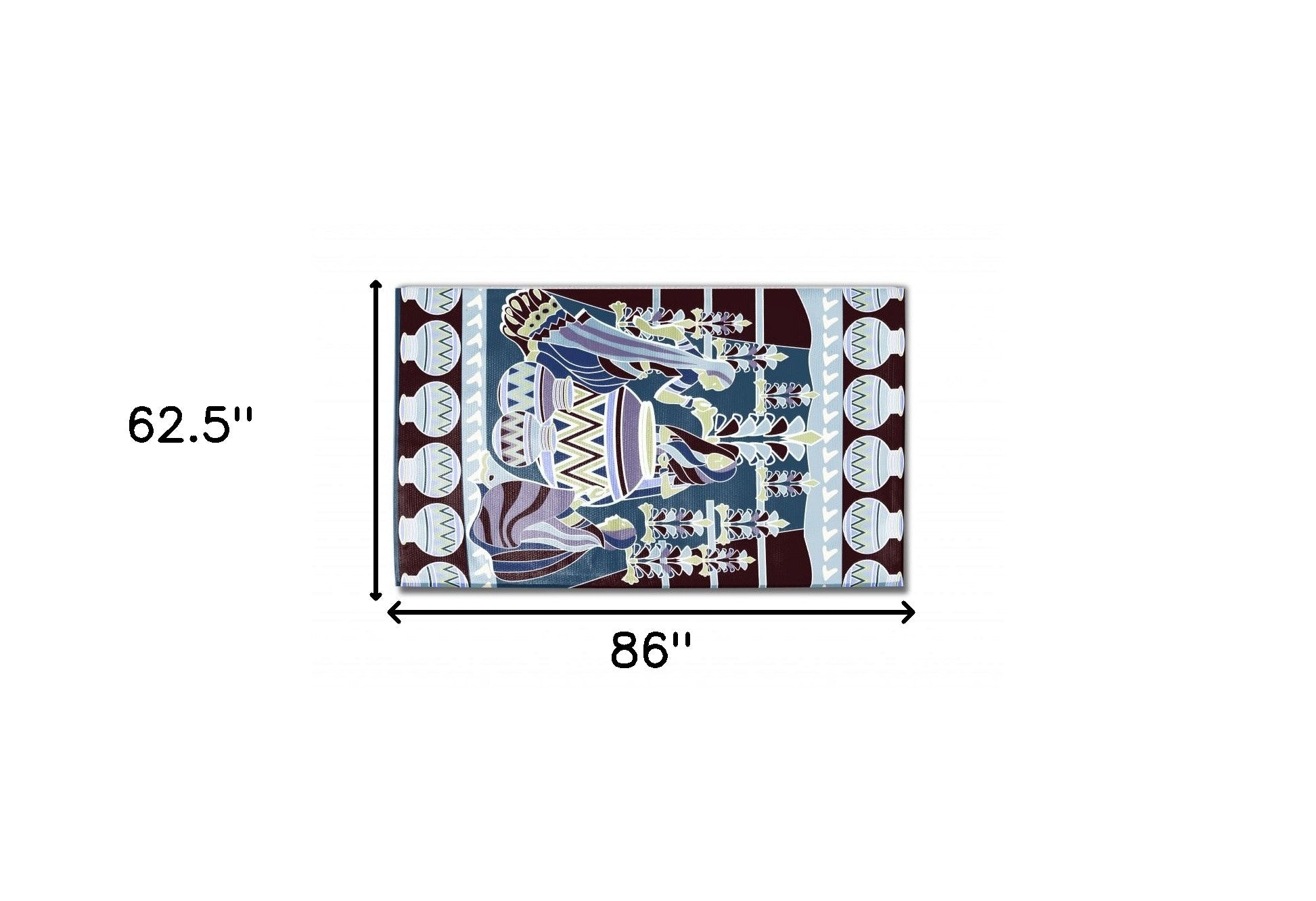 5' X 7' Dark Brown And Blue Abstract Area Rug