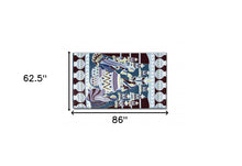 5' X 7' Dark Brown And Blue Abstract Area Rug