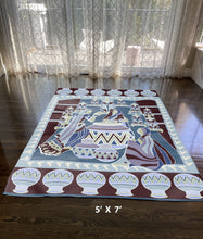 5' X 7' Dark Brown And Blue Abstract Area Rug