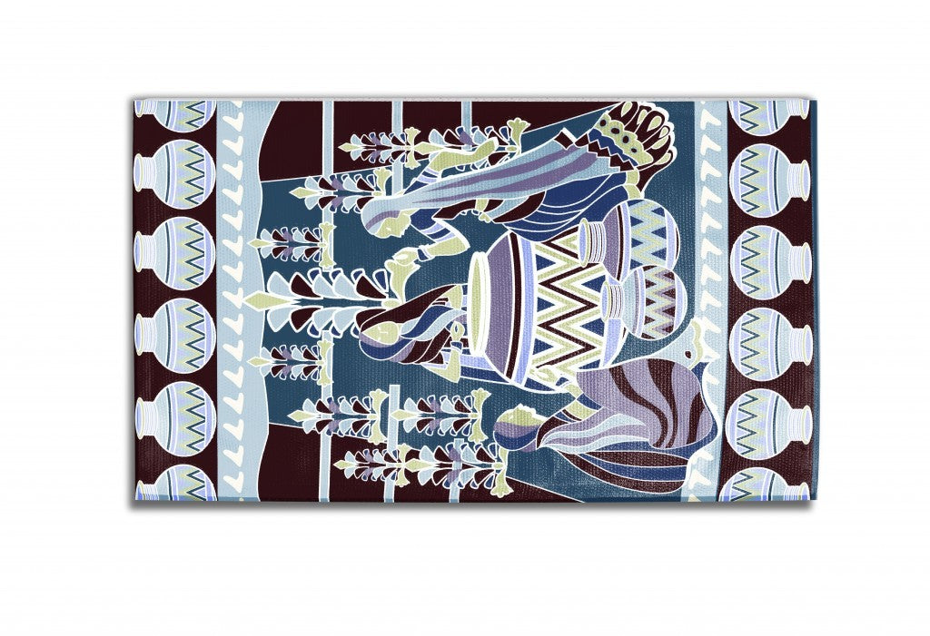 5' X 7' Dark Brown And Blue Abstract Area Rug