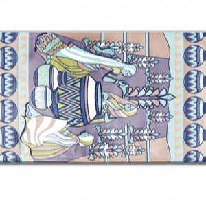 5' X 7' Muted Purple And Green Abstract Area Rug