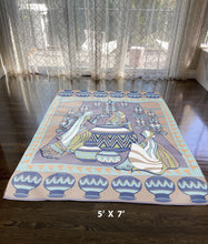 5' X 7' Muted Purple And Green Abstract Area Rug