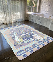 5' X 7' Muted Purple And Green Abstract Area Rug