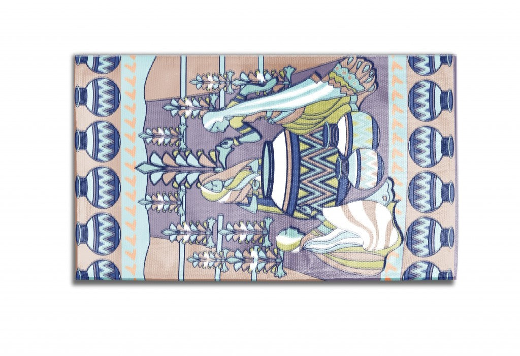 5' X 7' Muted Purple And Green Abstract Area Rug