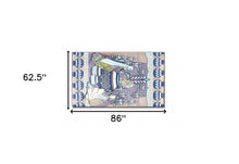 5' X 7' Muted Purple And Green Abstract Area Rug