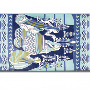 5' X 7' Navy And Green Abstract Area Rug