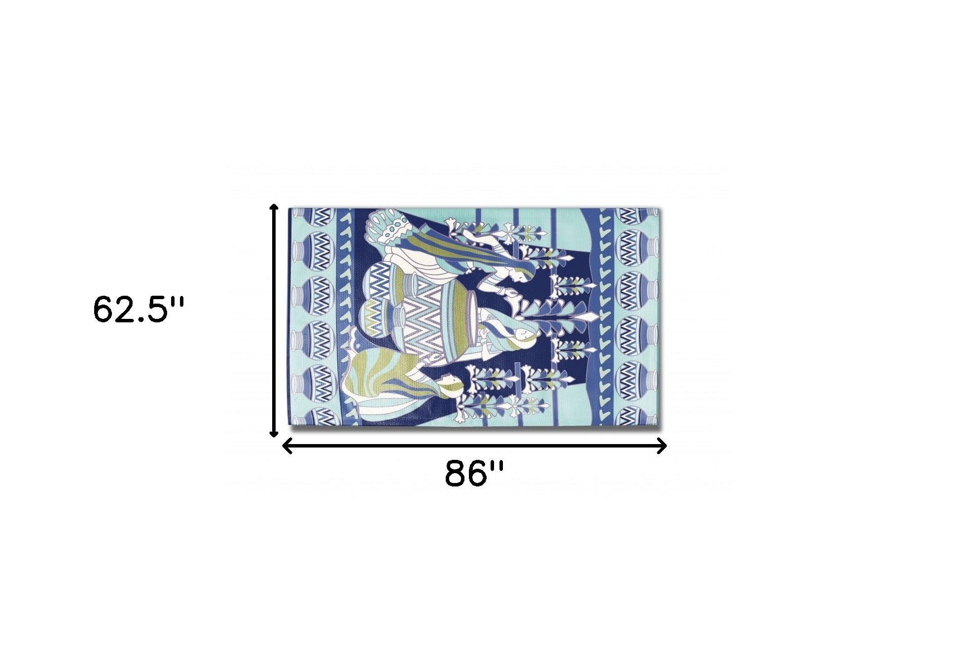 5' X 7' Navy And Green Abstract Area Rug