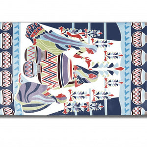 5' X 7' Blue And Red Abstract Area Rug