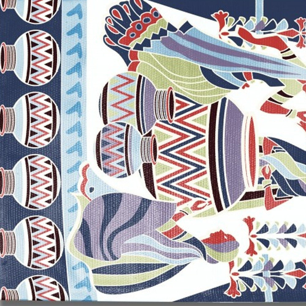 5' X 7' Blue And Red Abstract Area Rug