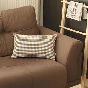 Funda de almohada lumbar de poliéster hecha a mano con cremallera de pata de gallo marrón de 12 "X 20"