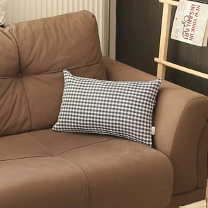 Funda de almohada lumbar de poliéster hecha a mano con cremallera de pata de gallo negra de 12 "X 20"