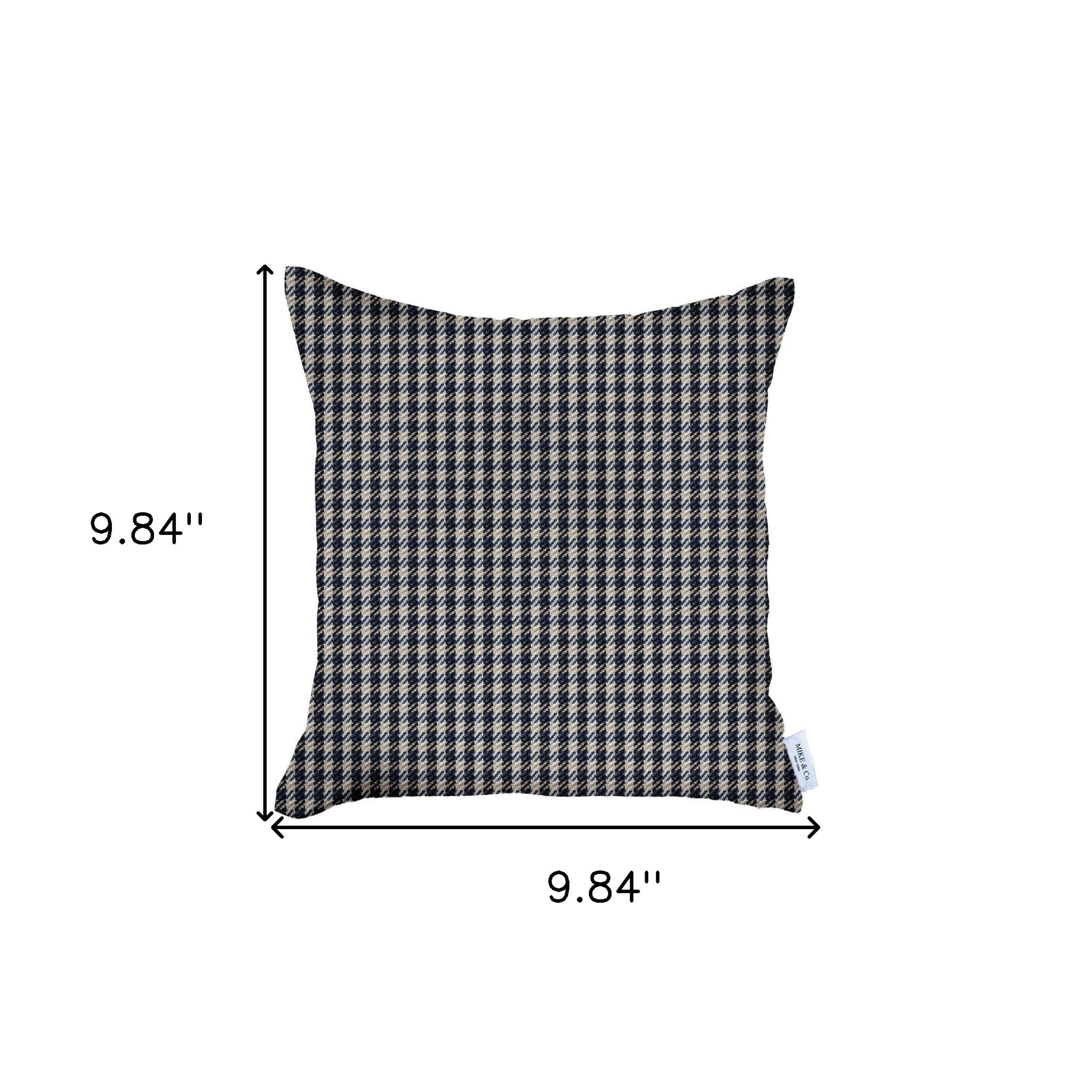 18" X 18" Black Houndstooth Zippered Handmade Polyester Throw Pillow Cover
