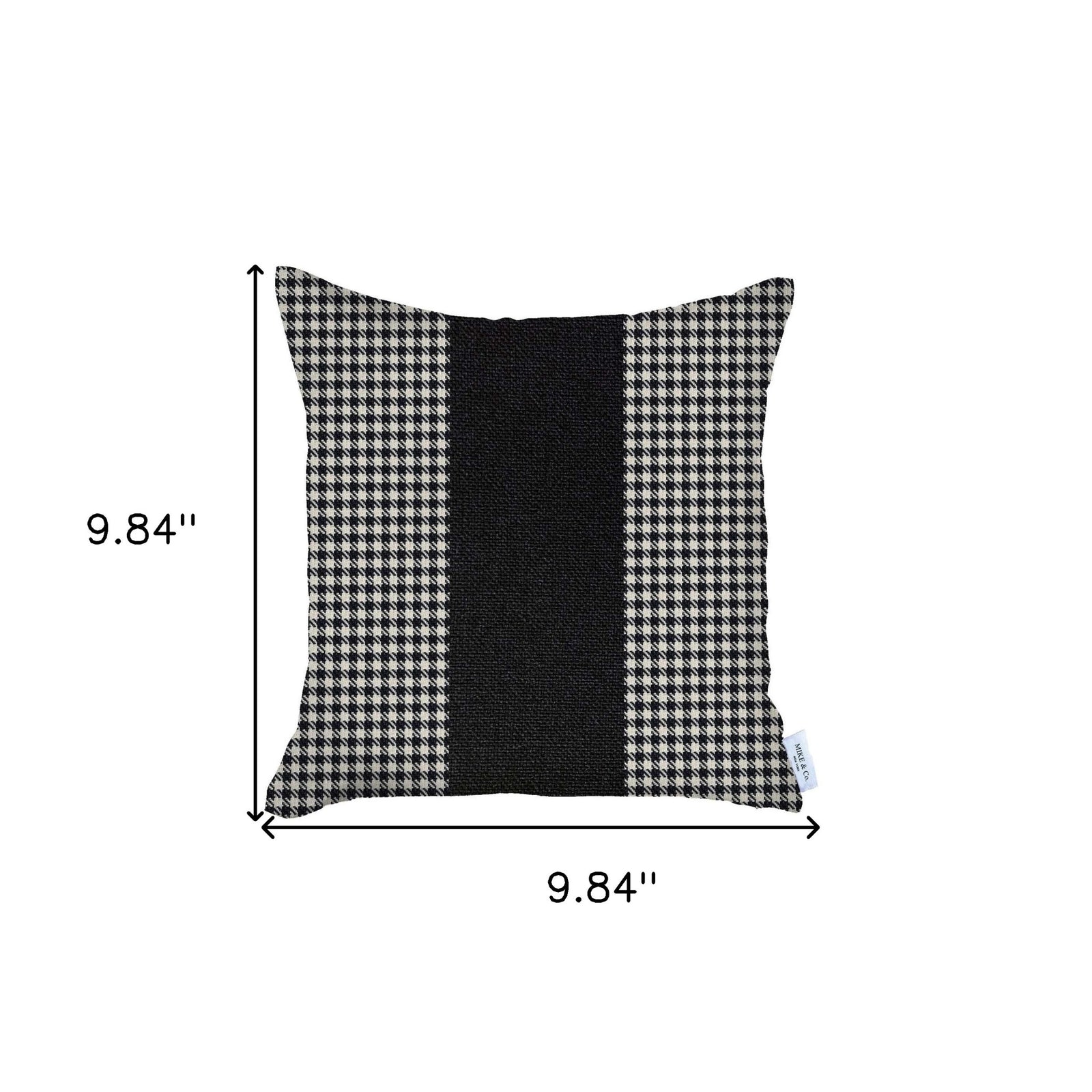 18" X 18" White And Black Houndstooth Zippered Handmade Polyester Throw Pillow Cover