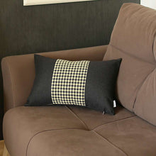 Black And Yellow Houndstooth Zippered Handmade Polyester Lumbar Pillow Cover - 12