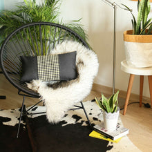 Black And Yellow Houndstooth Zippered Handmade Polyester Lumbar Pillow Cover - 12