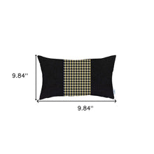 Black And Yellow Houndstooth Zippered Handmade Polyester Lumbar Pillow Cover - 12