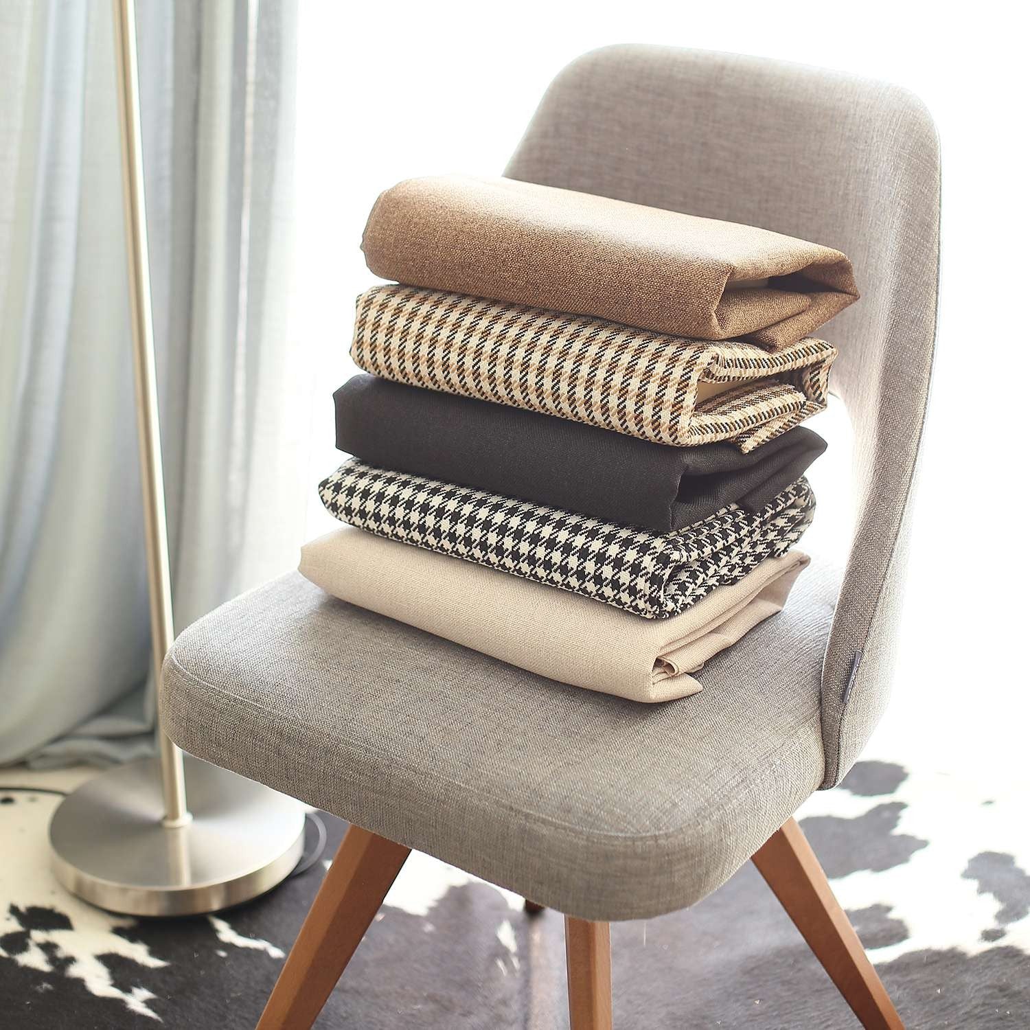 Set Of Four Black And Grey Geometric Zippered Handmade Polyester Lumbar Pillow - 20"x 12"