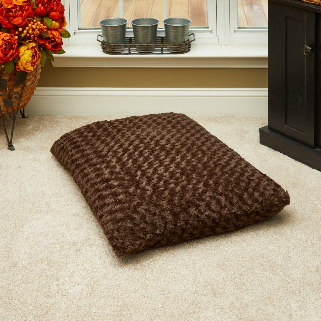 Brown 3" x 4" Lux Faux Fur Rectangle Pet Bed