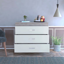 Light Gray and White Three Drawer Dresser 29