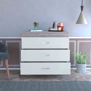 Light Gray and White Three Drawer Dresser 29"