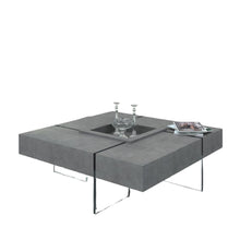 Modern Gray Faux Concrete and Glass Floating Coffee Table