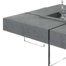 Modern Gray Faux Concrete and Glass Floating Coffee Table