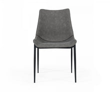 Set of Two Gray Faux Leather Dining Chairs