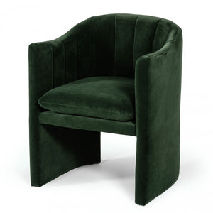 Dark Green Velvet Modern Curvilinear Dining Chair