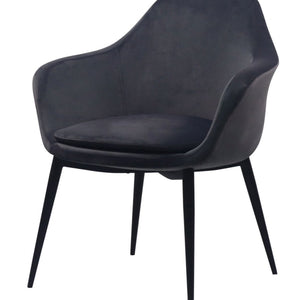 Gray Black Velvet Dining Chair