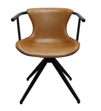 Camel Faux Leather Industrial Dining Chair