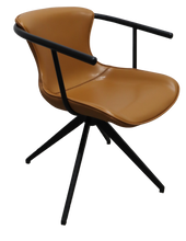 Camel Faux Leather Industrial Dining Chair