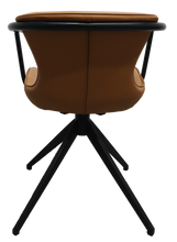 Camel Faux Leather Industrial Dining Chair