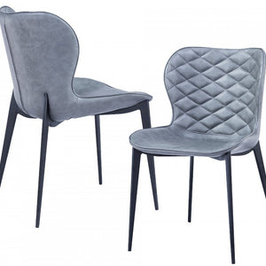 Set of Two Gray Black Modern Dining Chairs