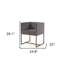 Dark Gray Velvet Antique Brass Dining Chair