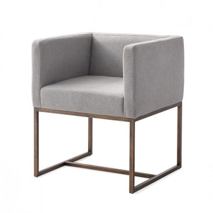 Gray Antique Velvet Brass Dining Chair