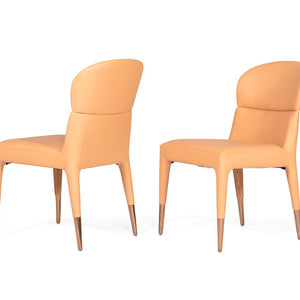 Set of Two Peach Rosegold Dining Chairs