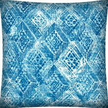 17x17 Blue And White Zippered Polyester Ikat Throw Pillow Cover