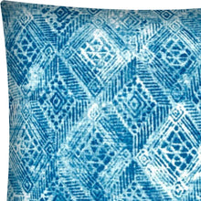 17x17 Blue And White Zippered Polyester Ikat Throw Pillow Cover