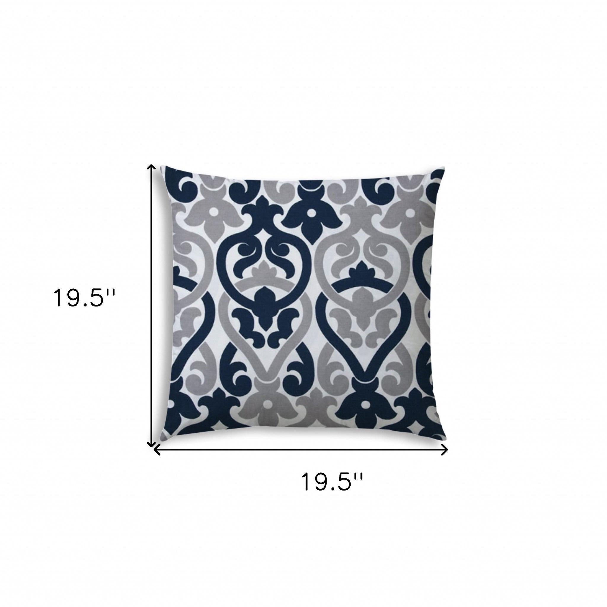 20" X 20" Navy Gray And White Zippered Polyester Trellis Throw Pillow Cover
