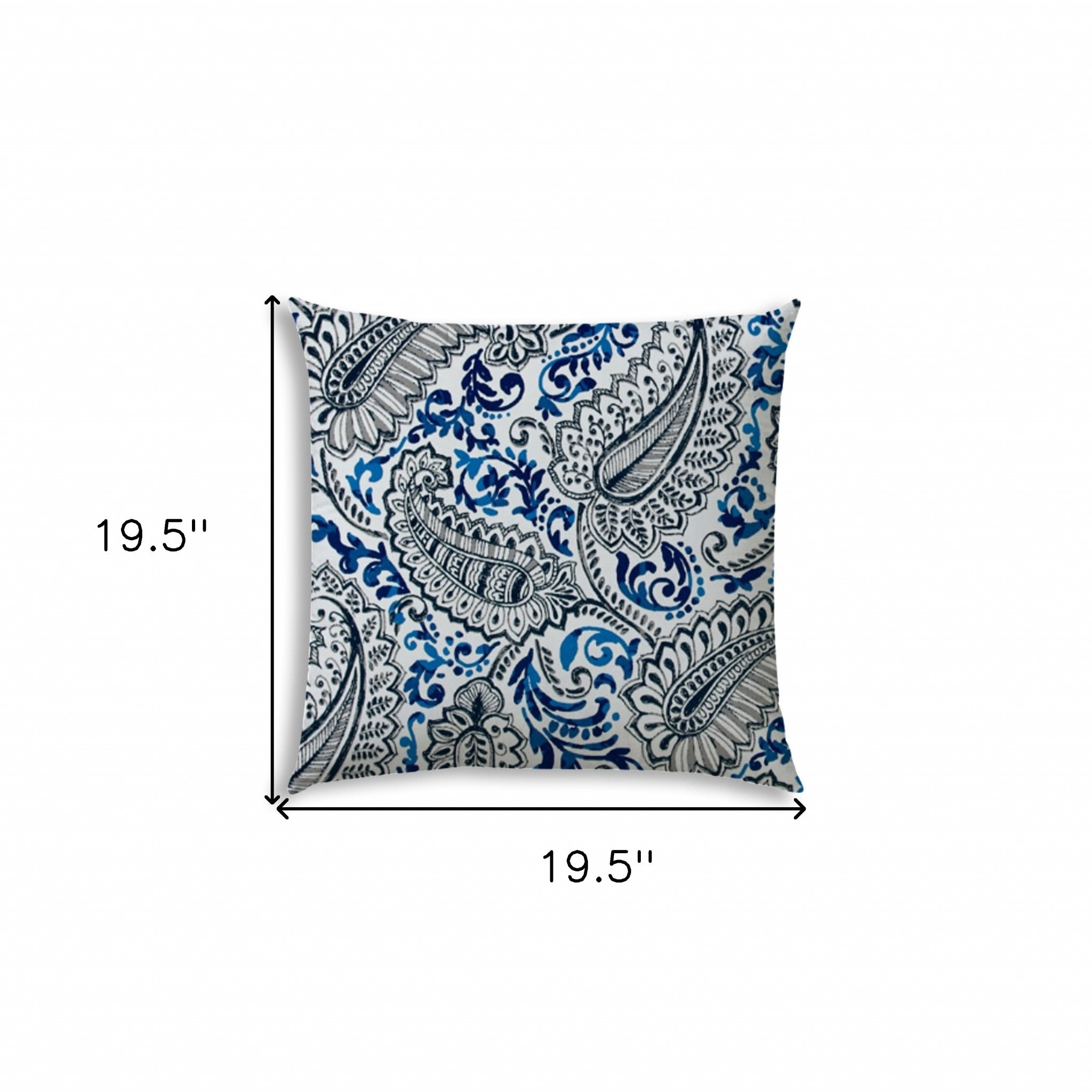 20" X 20" White Cobalt And Navy Blue Zippered Polyester Paisley Throw Pillow Cover