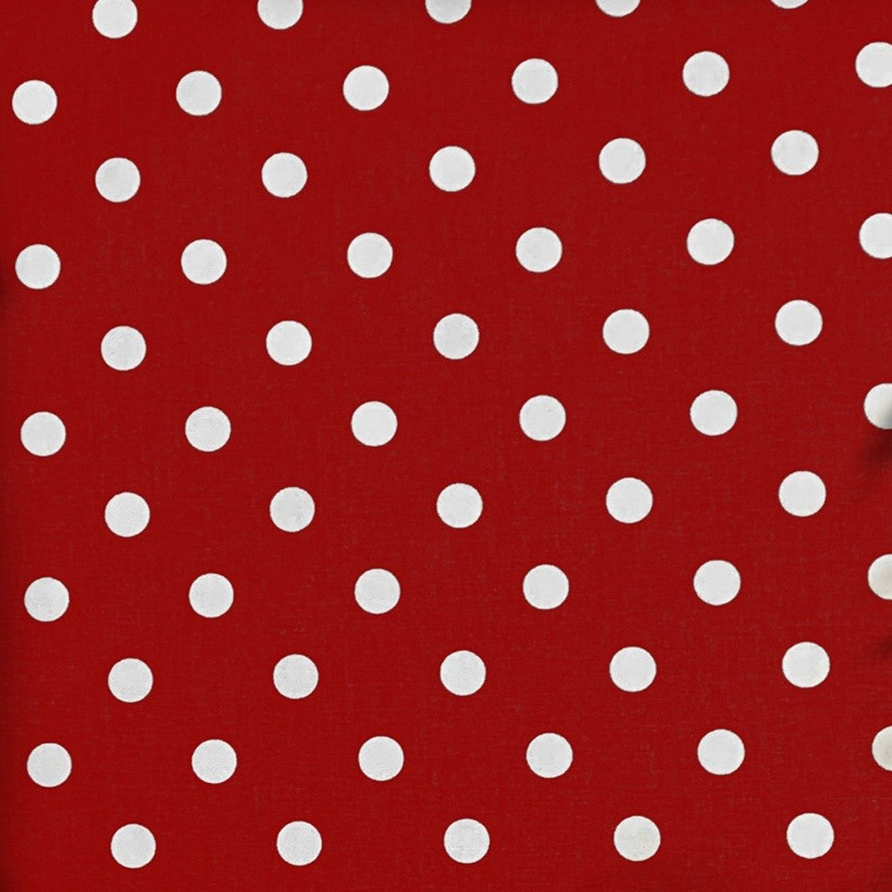 17" X 17" Red And White Zippered 100% Cotton Polka Dots Throw Pillow Cover