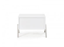 Modern Silky White Nightstand with One Drawer and Steel Legs