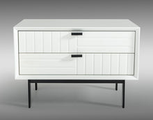 White Matte Contemporary Nightstand with Two Drawers