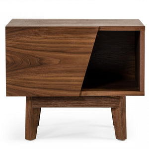 Mid Century Walnut Light Brown Nightstand with One Drawer and One Shelf