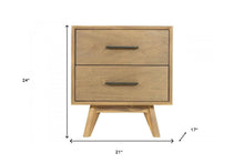 Natural Light Mocha Contemporary Nightstand with Two Drawers