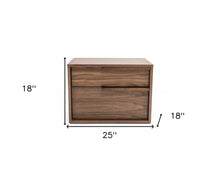 Modern Light Brown Walnut Nightstand with Two drawers