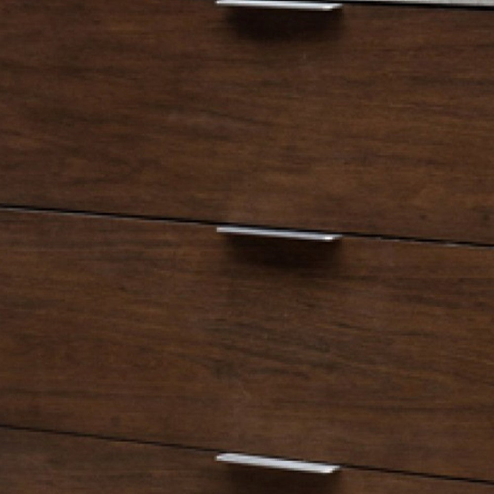 35" Dark Walnut And Grey Manufactured Wood Five Drawer Standard Chest